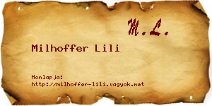 Milhoffer Lili névjegykártya